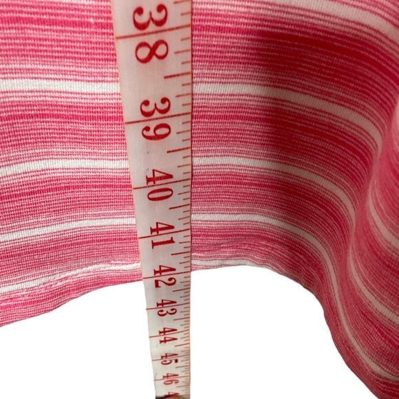 TALBOTS Day Dress Rayon Span Sleeveless Jersey Knit PINK Stripe Side Tie XL - Picture 6 of 7